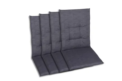 Produktbild von GO-DE Textil, Sesselauflage Mittellehner, 4er Set, Farbe: grau, Maße: 108 cm x 48 cm x 5 cm, Rueckenhoehe: 60 cm