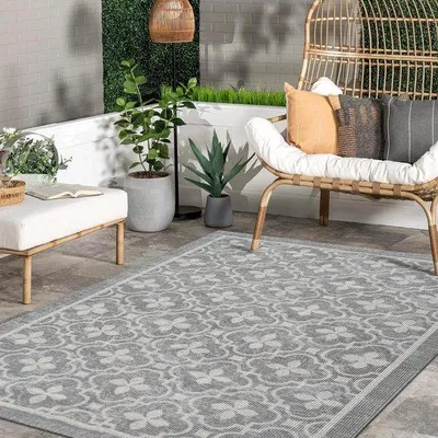 Produktbild von Famanu Terrassenteppich wetterfest - großes Gartenteppich - rutschfester Teppich - strapazierfähige Matte für innen und außen - 120 x 180 cm