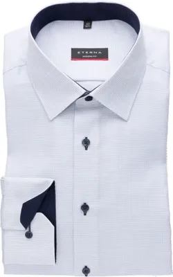 Produktbild von Eterna - Modern Fit - Bügelfreies Herren Langarm Hemd Hellblau Struktur, (4671 X14P), Größe:38, Farbe:Blau (11)
