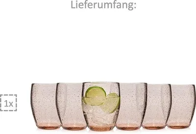 Image de Ensemble de 6 verres à eau Unyqoos® "London", en verre marron avec texture en forme de gouttes, capacité de 250 ml, adaptés au lave-vaisselle, pour 6 personnes