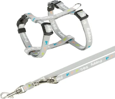 Produktbild von TRIXIE Junior Welpen-H-Geschirr mit Leine - hellgrau - 27–45 cm/10 mm