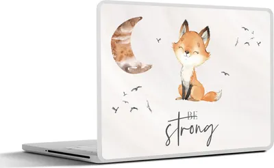 Produktbild von MuchoWow® Laptop Aufkleber Sticker Cover Zitate - Aquarell - Stark sein - Kinder - Fuchs - Tiere 30x22 cm - Laptop-Sticker