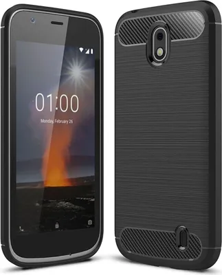 Produktbild von Schutzhülle Handyhülle für Nokia 1 Case Cover Carbon Optik Schwarz
