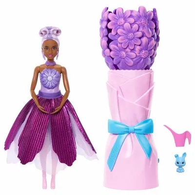 Image de Poupée Barbie Petal Pop Marguerite Mauve, Poupée et accessoires inclus, Thème du printemps