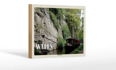 Produktbild von Holzschild Reise 18x12 cm Wales United Kingdom Llangollen Kanal