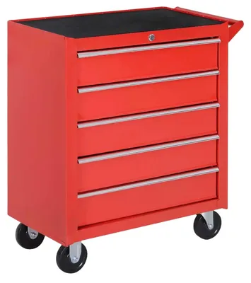 Obrázok produktu pre Vozík na náradie, 5 zásuviek, uzamykateľný, ČERVENÝ