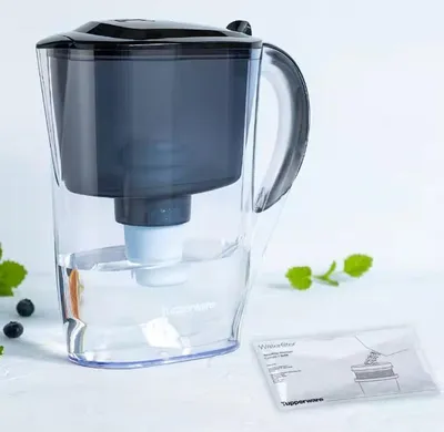 Produktbild von Trinkflasche Tupperware Pure & Serve Wasserfilter-Kanne 2,6 L schwarz mit Granulat