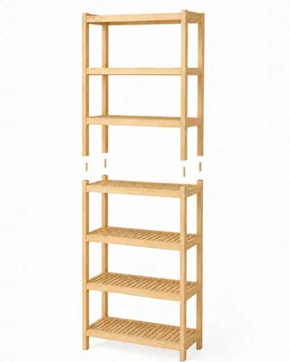 Produktbild von Holzregal 7 Böden 253x60x43 cm Kiefer massiv, hohes Regal zweiteilig, unbehandelt, für Keller Garage Vorratsraum