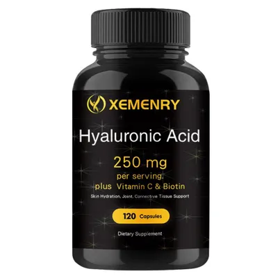 Image de Gélules d'acide hyaluronique 250 mg - Anti-âge, hydratation de la peau - Vitamine C, Biotine