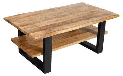 Produktbild von Couchtisch Baumkante 115 x 65 cm Mango massiv + rough schwarz PATRICK