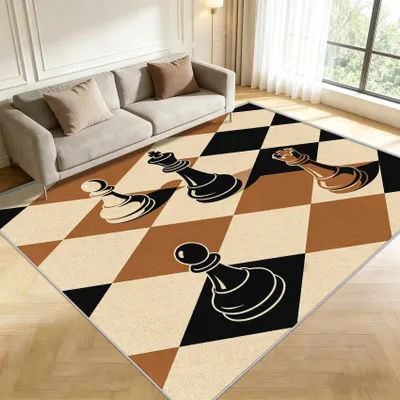 Imagen del producto de Alfombra de ajedrez, 160 x 230 cm. Suave y lavable