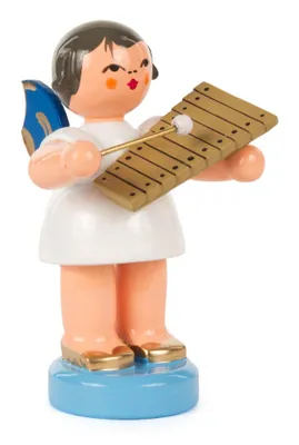 Produktbild von Engel mit Xylophon - Blaue Flügel - stehend (6cm) von Kunstgewerbe Uhlig