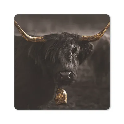 Produktbild von MuchoWow® Mauspad Mousepad Schottischer Highlander - Gold - Kuhglocke 30x30 cm - Mousepads - Maus Mat - Pad - Mausunterlage - Gaming