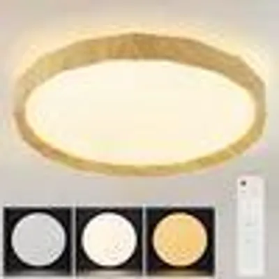 Produktbild von ZMH Deckenlampe LED Deckenleuchte Wohnzimmer 43W Schlafzimmer Deckenbeleuchtung Ø40cm Dimmbar mit Fernbedienung Wohnzimmerlampe Rund Sternenhimmel Modern Holzoptik für Flur Küche