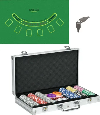 Immagine prodotto di Set da poker Fortuna Lai 300 fiches da 11,5 g Set completo con lucchetto 2 mazzi 5 dadi Bottoni dealer blind in argento