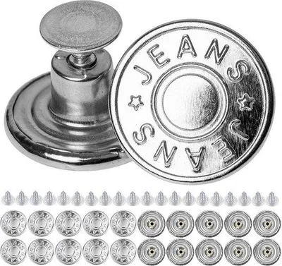 Produktbild von Messing Jeansknöpfe Ø 17 mm, zinkfarben, 20 Stück