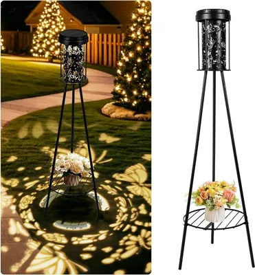 Image de Lampes solaires d'extérieur - Éclairage de jardin - Pour terrasse et jardin - Motif lumineux en forme de papillon - Étanches IP65 - Lumière blanc chaud