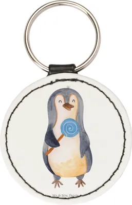 Produktbild von Mr. & Mrs. Panda Taschenanhänger Pinguin Lolli - Weiß - Geschenk, Süßigkeiten, Naschen, Süß, anhänger schlüssel, schlüsselbund, Schlüsselanhänger edel, Heißhunger, Spruch