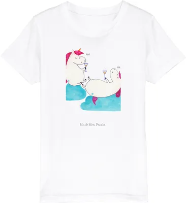 Produktbild von Mr. & Mrs. Panda Kleinkinder T-Shirt Einhorn Sekt 7-8 Jahre (122/128) - Weiß - Geschenk, Spaß, Teenager, Kinder Mädchen, Kinder-T-Shirt, Unicorn, Einhörner, Kindershirt