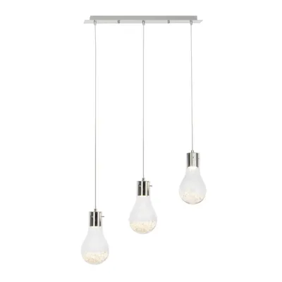 Productafbeelding van Briljante hanglamp Bombilla, chroom/transparant, max. 3 x 7W GU10, exclusief lampen, in hoogte verstelbaar