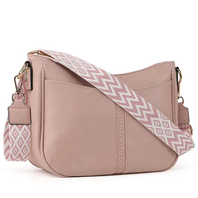 Produktbild von Umhängetasche Handtasche Damen mittelgroß Schultertasche Crossbody Bag Damenhandtasche Mehrere Fächertaschen (Altrosa)
