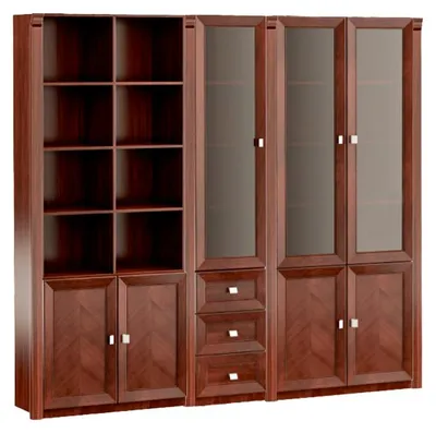 Productafbeelding van Design bureaumeubel, massief houten archiefkast, robuuste kast