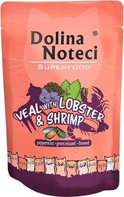 Zdjęcie produktu dla Dolina Noteci Superfood cielęcina z homarem i krewetkami, Dorosły, Krewetka, 85 g