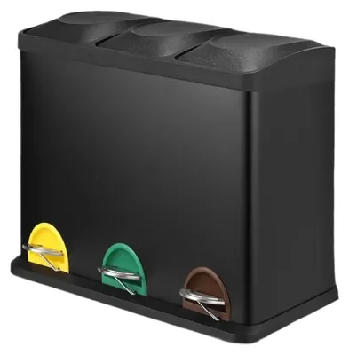 Produktbild von Clevich Mülleimer 3 Fächer, 3 x 15 L Mülltrennsystem mit Deckel, 45 Liters Edels