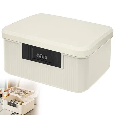 Produktbild von Abschließbare Aufbewahrungsbox 9L,Medizinbox mit 4-stelligem Zahlenschloss, ABS, weiß, tragbar Abschließbare Box