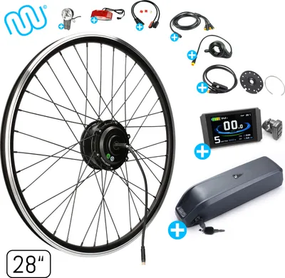Obrázek produktu pro windmeile | Compact e-bike conversion kit, motor pro zadní kolo, včetně baterie, s kompletním příslušenstvím, černý, 28" palců, konverzní sada, pedelec