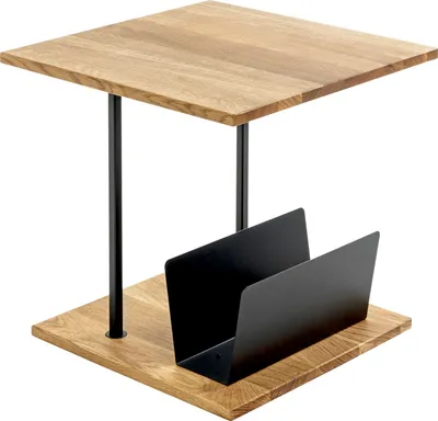 Produktbild von HAKU Beistelltisch Zeitungsständereiche, schwarz - Massivholz, Metall, B/H/T: 45x45x45 cm