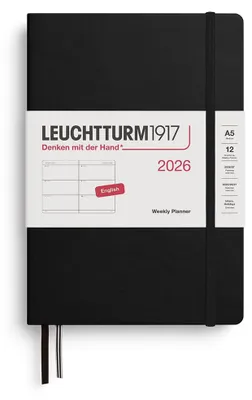Produktbild von LEUCHTTURM1917 372706 Wochenkalender Medium (A5) 2026, Schwarz, Englisch