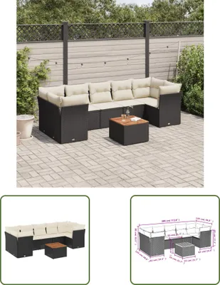 Produktbild von The Living Store 8-tlg. Garten-Sofagarnitur mit Kissen Schwarz Poly Rattan