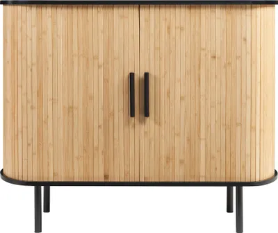 Produktbild von Kommode ‘Tvedestrand’ mit 2 Schiebetüren 100 x 40 x 80 cm Schwarz / Natur