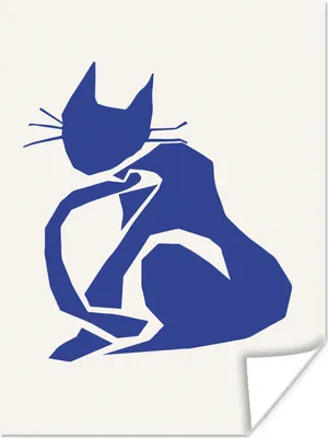 Produktbild von MuchoWow® Poster Katze - Haustiere - Blau - Matisse 120x160 cm - Wandbilder