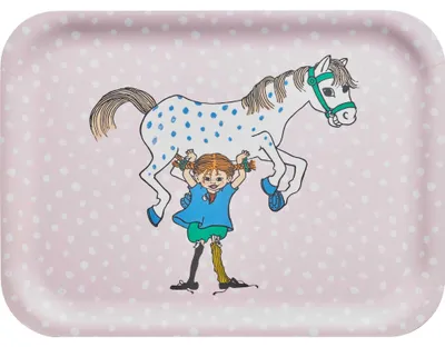 Produktbild von Muurla Pippi Langstrumpf Pippi & das Pferd Tablett 20x27 cm rosa, mehrfarbig