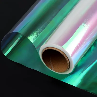 Image de Film holographique pour cadeaux - Cellophane irisé - Emballage transparent et épais - Résistant à l'eau - Écologique - Idéal pour les cadeaux - Film d'emballage pour cadeaux