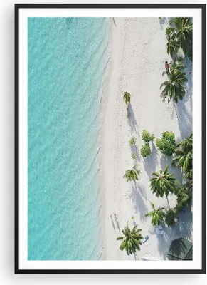 Produktbild von Gerahmtes Poster - Schwarzer Rahmen - Luftaufnahmen himmlisch Strand - 70x100 cm - Wand Bild - Wanddeko - Wandbilder - Kunstposter - Wandposter - Bilderrahmen - Bilder - Kunstdruck - P2BPA70x100-4532