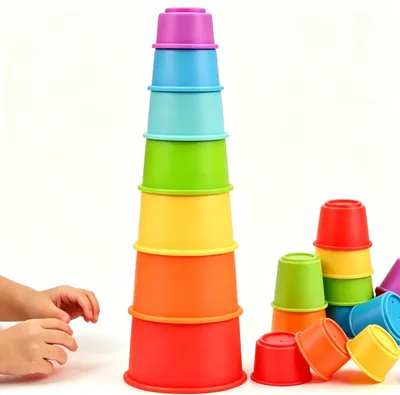 Produktbild von Stapelbecher Spielzeug für Kinder, 7 teiliges Lernspielzeug mit Formensortierer,Stapelturm