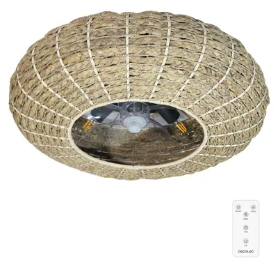 Zdjęcie produktu dla Cecotec 08644, Wentylator domowy z łopatkami, Naturalny, Sufit, 5 m², 28 cm, Pilot