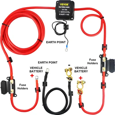 Produktbild von VEVOR Doppelbatterie Trennrelais Split Charge Kit 12V 140A 6Mtr Trennrelais Set