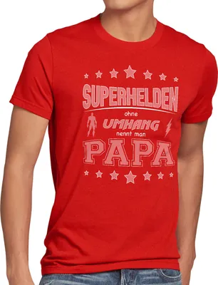 Produktbild von style3 Superhelden ohne Umhang nennt man Papa Herren T-Shirt Fun Shirt Vater Dad, Größe:5XL, Farbe:Rot