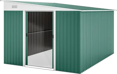 Produktbild von Metall-Geräteschuppen Schrägdach verriegelbare Doppeltür 2,8 x 3,45 x 2,01m Grün