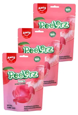 Produktbild Amos Peelerz Gummies Pfirsich mit fruchtiger Füllung 65g 3er Pack