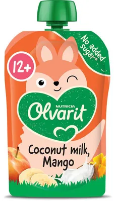 Produktbild von Olvarit Knijpfruit Kokosmelk Mango 12 Monate+ 100 ml – Fruchtiger Snack