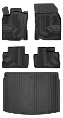 Productafbeelding van Rubberen automatten + kofferbakmat voor Nissan Qashqai II 2013-2021 (SUV/crossover) – 5-delig, zwart, op maat – Wielganizator