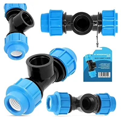 Produktbild von PE-Rohr T-Stück PN16 (25 mm x 1'' IG x 25 mm) Fitting für Wasserrohr und Bewässerungssysteme