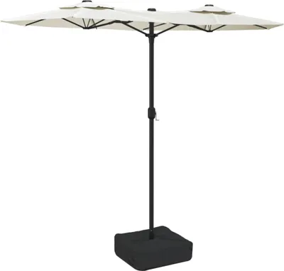 Obrázek produktu pro vidaXL Dvojitý slunečník s LED světly pískově bílý 316x145 cm