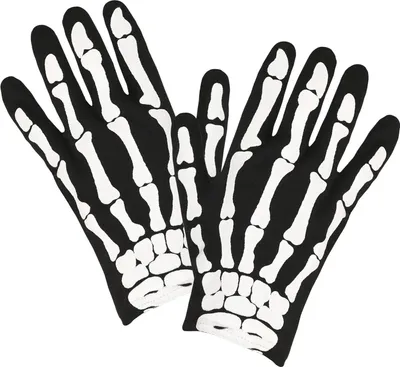 Produktbild von Knochen Hände Gerippe Kinder Skelett Handschuhe schwarz-weiß
