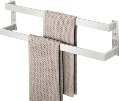 Obrázek produktu pro Dvojitý držák na ručníky, 60 cm, nerezová ocel s kartáčovaným povrchem – nástěnná montáž